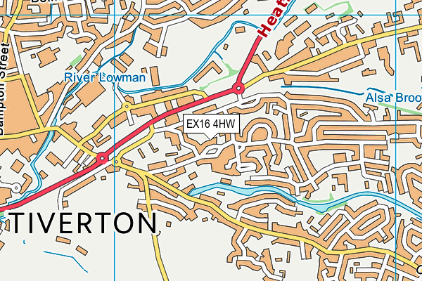 EX16 4HW map - OS VectorMap District (Ordnance Survey)