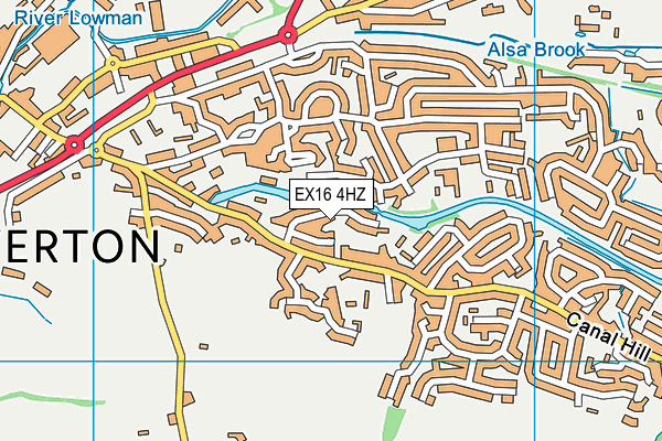 EX16 4HZ map - OS VectorMap District (Ordnance Survey)