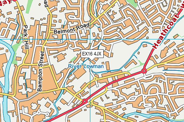 EX16 4JX map - OS VectorMap District (Ordnance Survey)