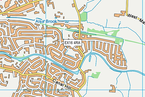 EX16 4RA map - OS VectorMap District (Ordnance Survey)