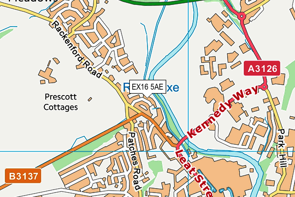 EX16 5AE map - OS VectorMap District (Ordnance Survey)