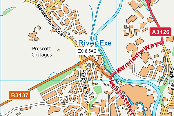 EX16 5AG map - OS VectorMap District (Ordnance Survey)