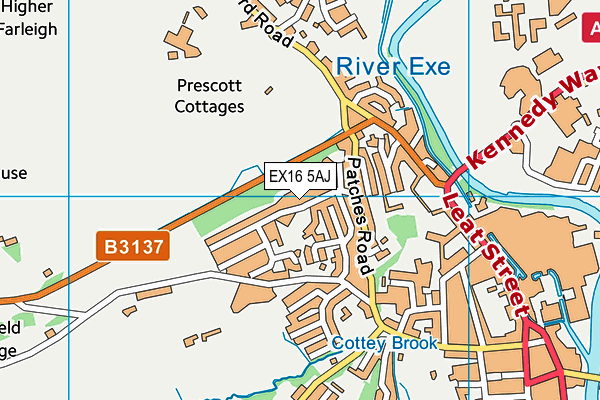 EX16 5AJ map - OS VectorMap District (Ordnance Survey)