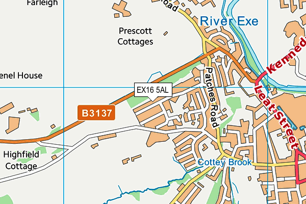EX16 5AL map - OS VectorMap District (Ordnance Survey)