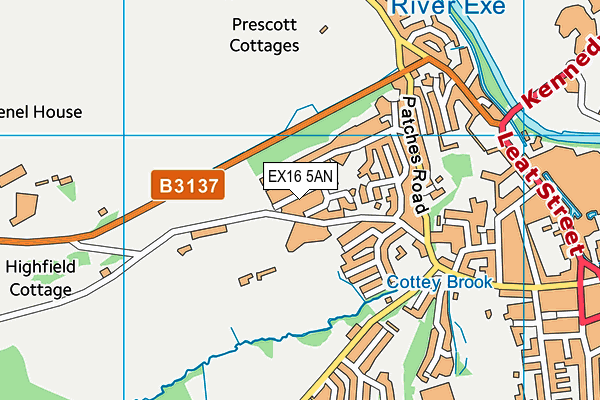 EX16 5AN map - OS VectorMap District (Ordnance Survey)