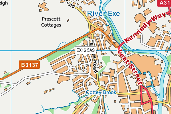 EX16 5AS map - OS VectorMap District (Ordnance Survey)