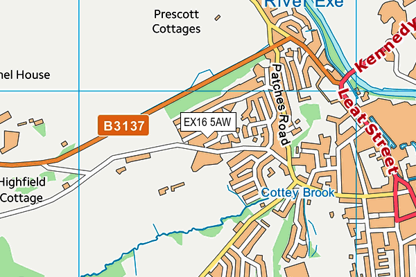 EX16 5AW map - OS VectorMap District (Ordnance Survey)