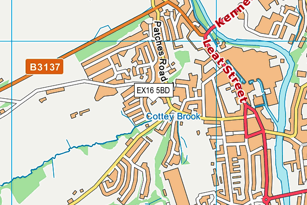 EX16 5BD map - OS VectorMap District (Ordnance Survey)