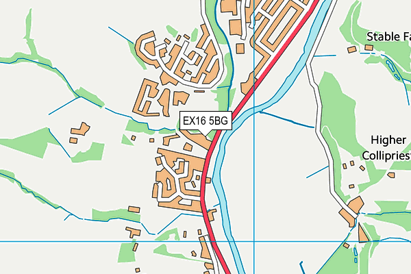 EX16 5BG map - OS VectorMap District (Ordnance Survey)