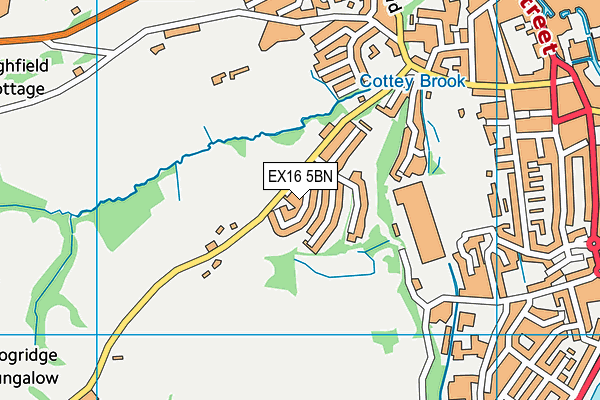 EX16 5BN map - OS VectorMap District (Ordnance Survey)