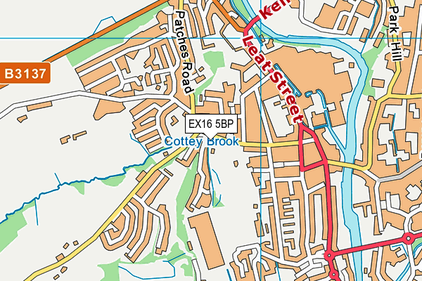 EX16 5BP map - OS VectorMap District (Ordnance Survey)