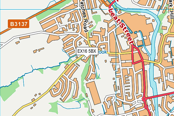 EX16 5BX map - OS VectorMap District (Ordnance Survey)