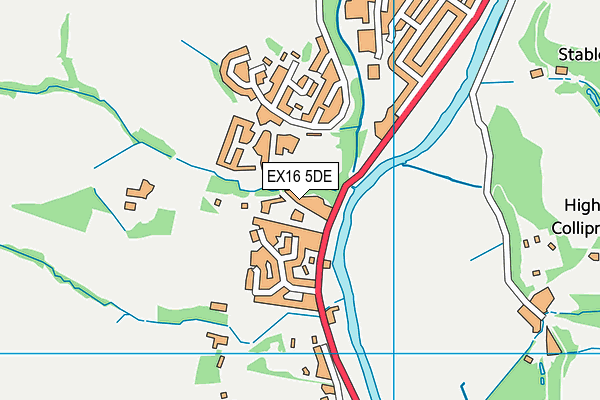 EX16 5DE map - OS VectorMap District (Ordnance Survey)