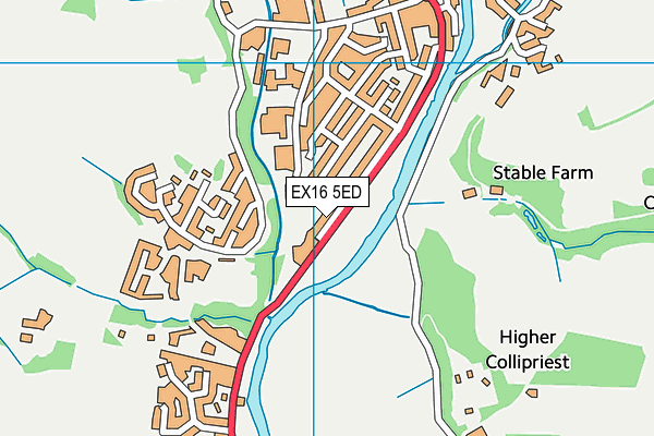 EX16 5ED map - OS VectorMap District (Ordnance Survey)