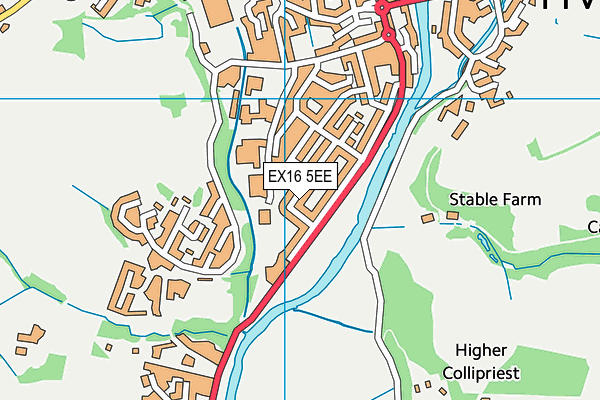 EX16 5EE map - OS VectorMap District (Ordnance Survey)