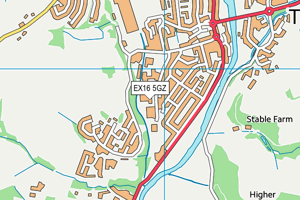 EX16 5GZ map - OS VectorMap District (Ordnance Survey)
