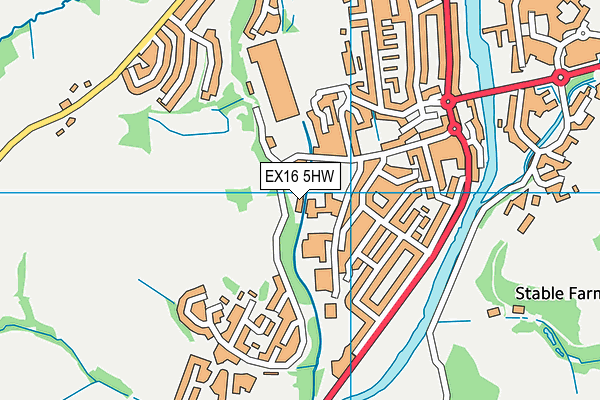 EX16 5HW map - OS VectorMap District (Ordnance Survey)