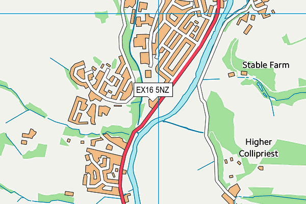 EX16 5NZ map - OS VectorMap District (Ordnance Survey)