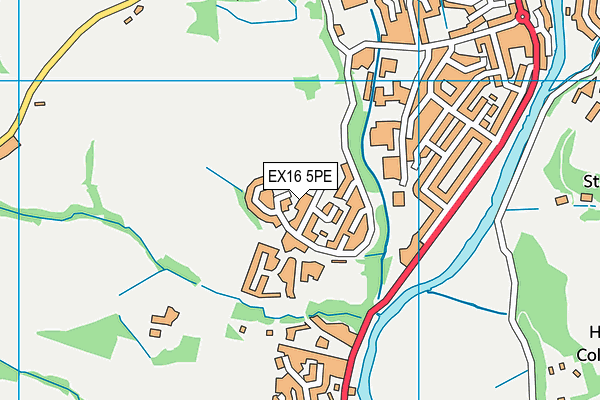 EX16 5PE map - OS VectorMap District (Ordnance Survey)