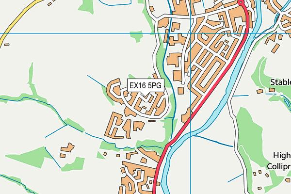 EX16 5PG map - OS VectorMap District (Ordnance Survey)