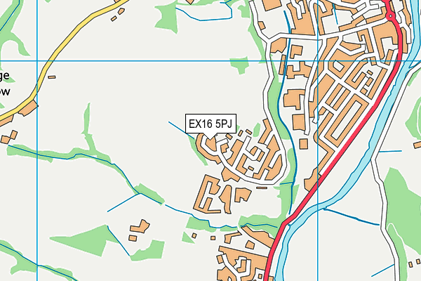 EX16 5PJ map - OS VectorMap District (Ordnance Survey)