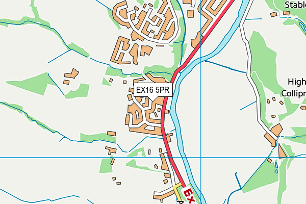 EX16 5PR map - OS VectorMap District (Ordnance Survey)