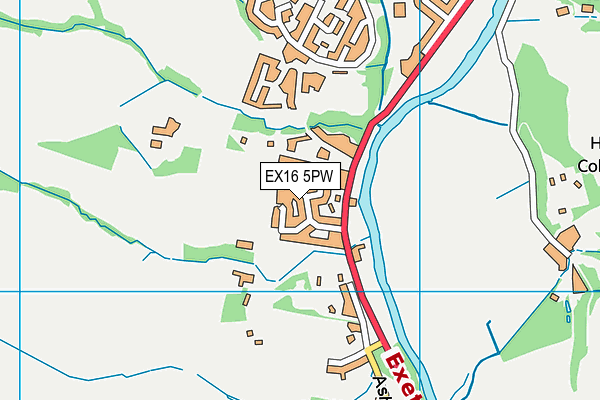 EX16 5PW map - OS VectorMap District (Ordnance Survey)