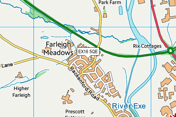 EX16 5QE map - OS VectorMap District (Ordnance Survey)