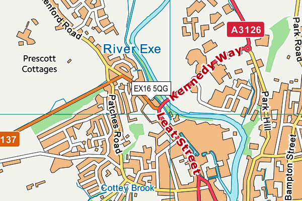 EX16 5QG map - OS VectorMap District (Ordnance Survey)