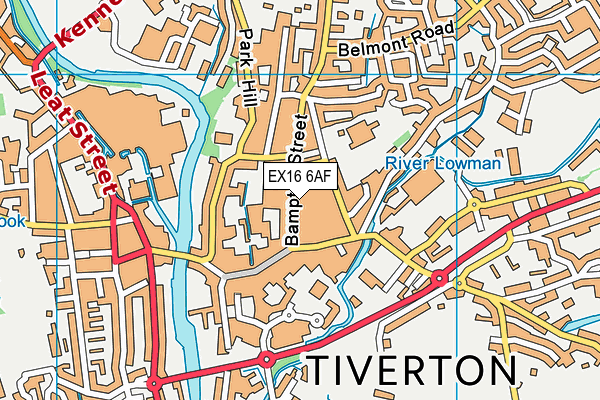 EX16 6AF map - OS VectorMap District (Ordnance Survey)