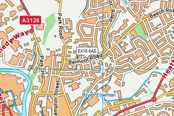 EX16 6AS map - OS VectorMap District (Ordnance Survey)