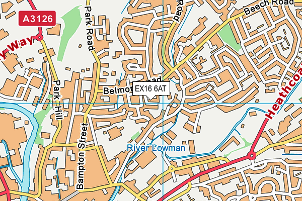 EX16 6AT map - OS VectorMap District (Ordnance Survey)