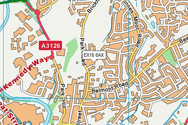 EX16 6AX map - OS VectorMap District (Ordnance Survey)