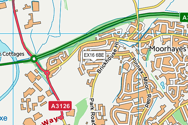 EX16 6BE map - OS VectorMap District (Ordnance Survey)