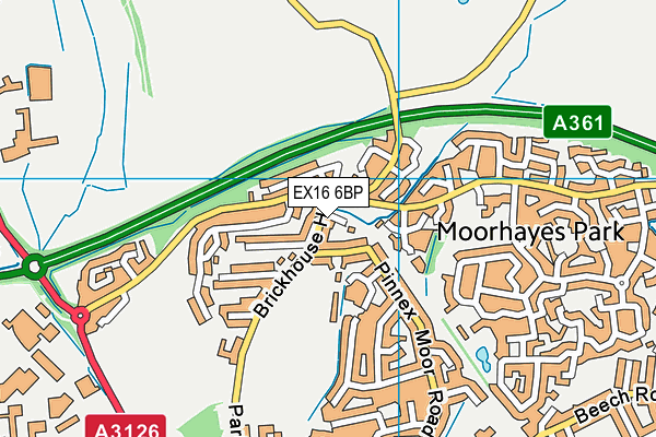 EX16 6BP map - OS VectorMap District (Ordnance Survey)