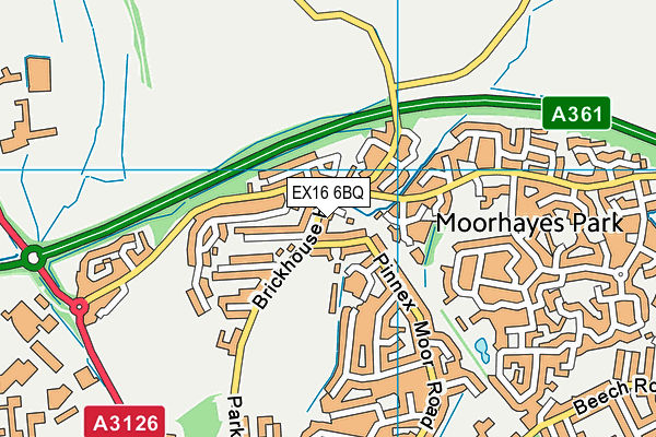 EX16 6BQ map - OS VectorMap District (Ordnance Survey)