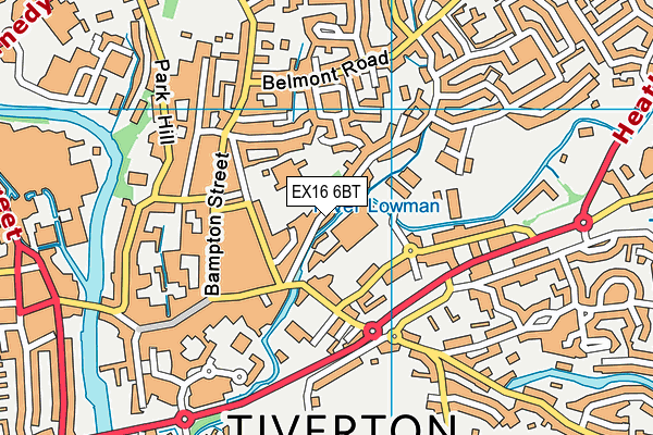 EX16 6BT map - OS VectorMap District (Ordnance Survey)