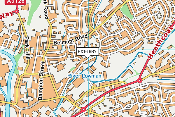 EX16 6BY map - OS VectorMap District (Ordnance Survey)