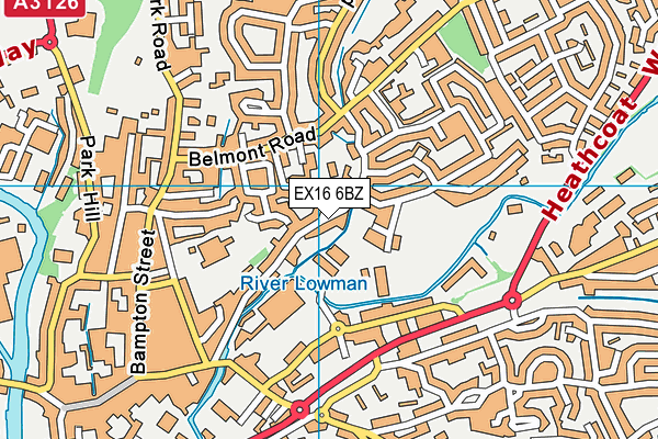 EX16 6BZ map - OS VectorMap District (Ordnance Survey)