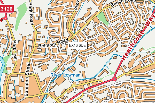 EX16 6DE map - OS VectorMap District (Ordnance Survey)