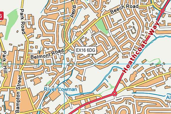 EX16 6DG map - OS VectorMap District (Ordnance Survey)