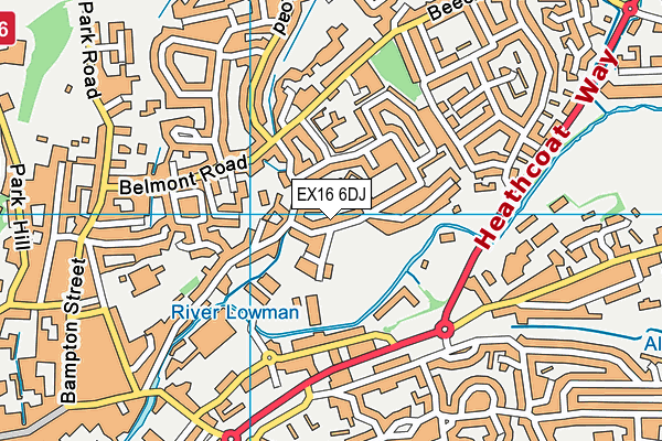 EX16 6DJ map - OS VectorMap District (Ordnance Survey)