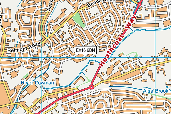 EX16 6DN map - OS VectorMap District (Ordnance Survey)