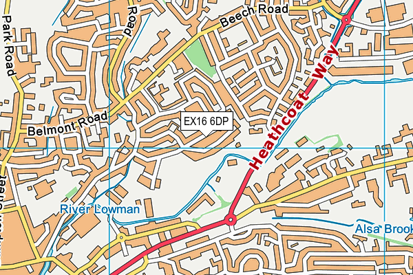 EX16 6DP map - OS VectorMap District (Ordnance Survey)