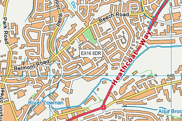 EX16 6DR map - OS VectorMap District (Ordnance Survey)