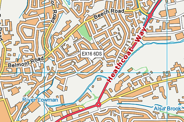 EX16 6DS map - OS VectorMap District (Ordnance Survey)