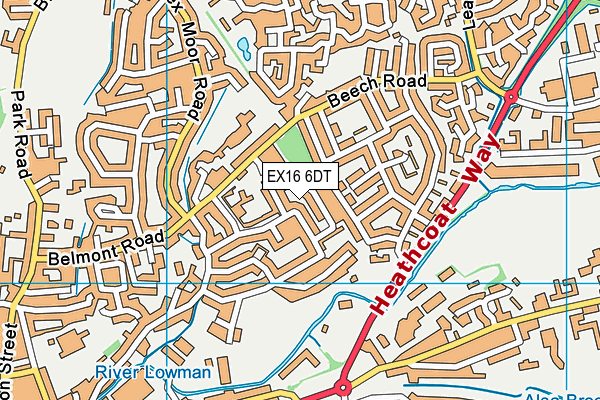 EX16 6DT map - OS VectorMap District (Ordnance Survey)