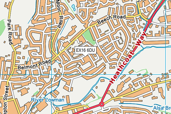 EX16 6DU map - OS VectorMap District (Ordnance Survey)