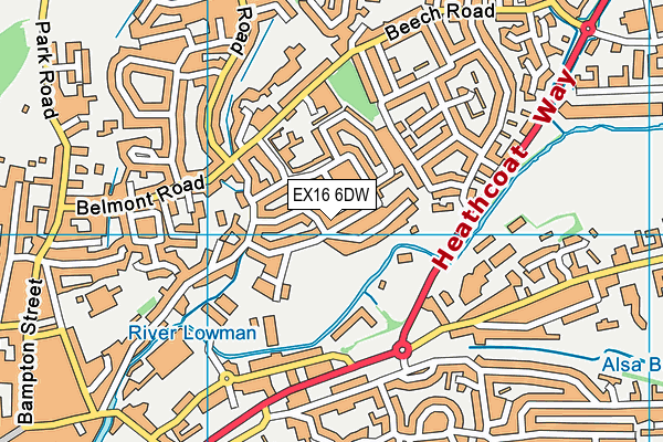 EX16 6DW map - OS VectorMap District (Ordnance Survey)