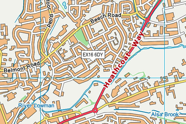 EX16 6DY map - OS VectorMap District (Ordnance Survey)